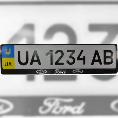 Рамка номерного знака Poputchik пластиковая c объемными буквами Ford 2шт (24-004)