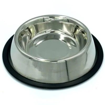 Миска металлическая на резине для собак 2.2 л