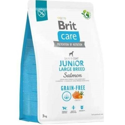Корм для молодых собак больших пород Brit Care Dog Grain-free Junior Large Breed беззерновой с лососем 3кг