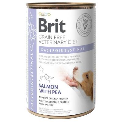 Консерва для собак Brit GF Veterinary Diets для желудочно-кишечного тракта, лосось и горох 400г