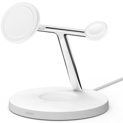 Беспроводное зарядное устройство Belkin 3in1 MagSafe iPhone Wireless Charger White (WIZ017VFWH)
