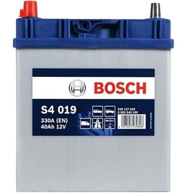 Автомобильный аккумулятор Bosch 40Ah-12v (S4019), L+, EN330 Азия, клеммы тонкие (5237437155) (0092S40190)