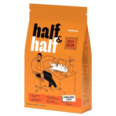 Сухий корм для котів Half&Half Sterilized 8 кг - яловичина