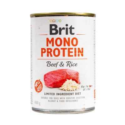 Вологий корм для собак Brit Mono Protein Beef & Rice 400 г (яловичина та рис)