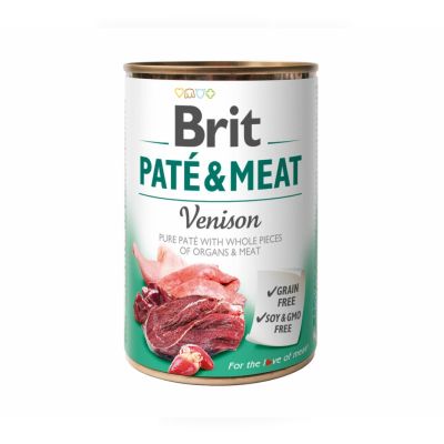 Вологий корм для собак Brit Pate & Meat Venison 400 г (курка та оленина)