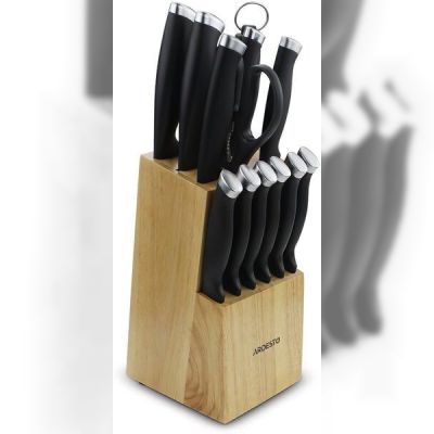 Набор ножей Ardesto Gemini Gourmet 14 предметов, нержавеющая сталь, пластик, каучуковый блок (AR2114SW)