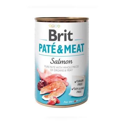Вологий корм для собак Brit Pate & Meat Salmon 400 г (курка та лосось)