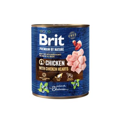Вологий корм для собак Brit Premium By Nature Chicken with Hearts 800 г (курка)