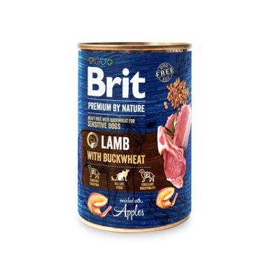Вологий корм для собак з чутливим травленням Brit Premium By Nature Lamb with Buckwheat 400 г (ягня)