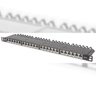 Патч-панель DIGITUS 19" 0,5U, 24 порта, Cat.6A STP в сборе, RAL 9005 (DN-91624S-SL-EA)