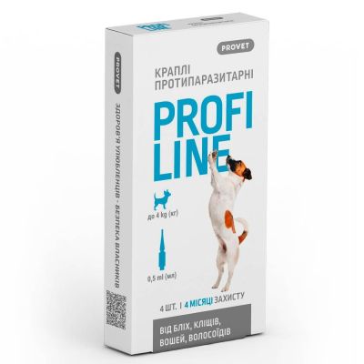 Краплі на холку ProVET Profiline до 4 кг, 4 піпетки