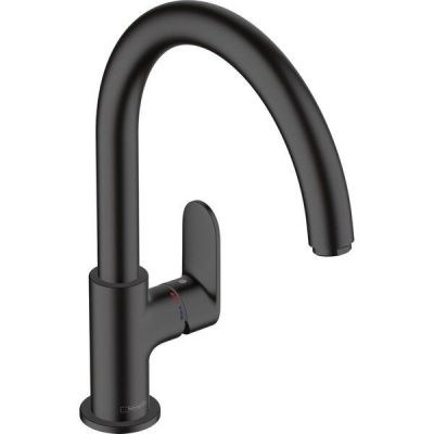 Смеситель Hansgrohe Vernis Blend M35 для кухонной мойки, 210мм, 1-струйный, поворотный, черный матовый (71870670)