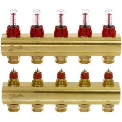 Коллектор теплого пола Danfoss FHF-5F c ротаметрами (088U0525)
