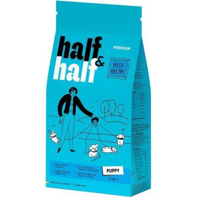 Сухой корм для щенков всех пород Half&Half с говядиной 2кг