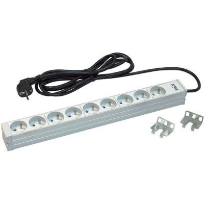 Устройство распределения электропитания ZPAS 19", 1U, блок 9хShuko, без выключателя, вилка Shuko