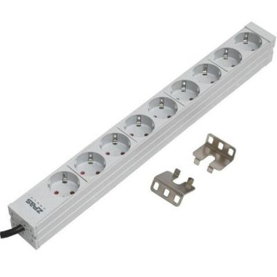 Устройство распределения электропитания ZPAS 19", 1U, блок 9хShuko, без выключателя, вилка С14