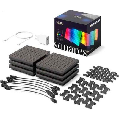 Smart LED панель Twinkly Squares 1+5 RGB, Gen II, IP20, 16x16см, кабель белый (TWQ064STW-07-BEU)