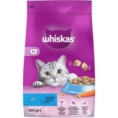Корм сухой для взрослых котов с тунцом Whiskas 300г