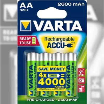Аккумулятор VARTA RECHARGEABLE ACCU AA 2600mAh BLI 4 NI-MH (READY 2 USE) (5716101404)