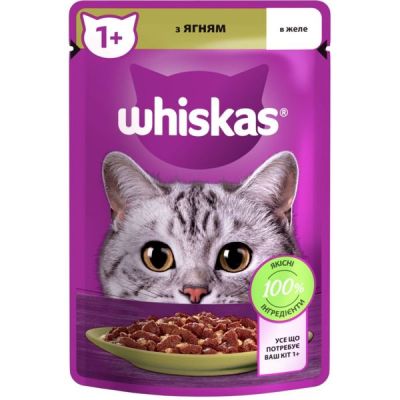 Влажный корм для котов Whiskas с ягненком в желе 85г