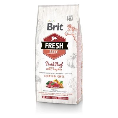 Сухий корм для цуценят та молодих собак великих порід Brit Fresh Beef Pumpkin Puppy Junior Growth & Joints 12 кг (яловичина)