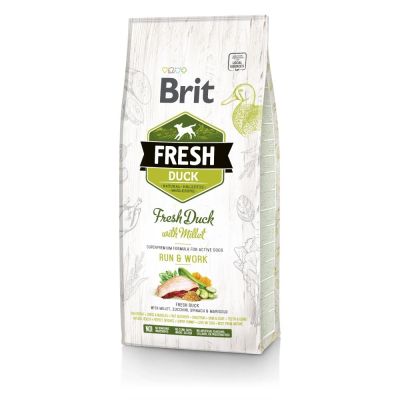 Сухий корм для активних собак всіх порід Brit Fresh Duck with Millet Run & Work 12 кг (качка)