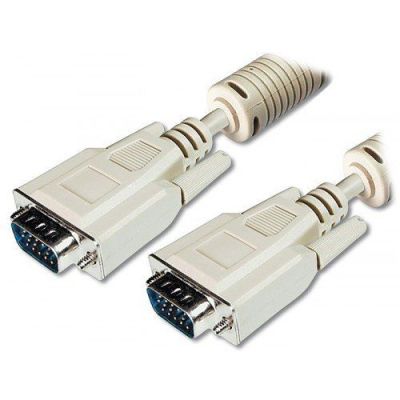 Кабель VGA ASSMANN (HDDB15M/M) 1.8m, ferrite, biege