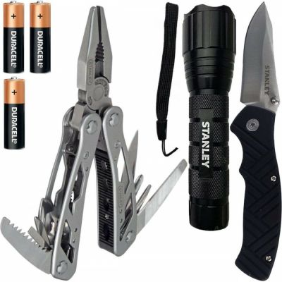 Універсальний інструмент STANLEY MULTI-TOOL 12 в одному + ніж карманний з унів.лезом + ліхтарик (STHT81502-0)