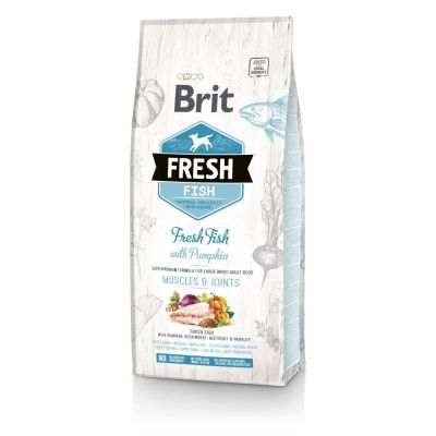 Сухий корм для дорослих собак великих порід Brit Fresh Fish Pumpkin Adult Muscles & Joints 12 кг (риба)