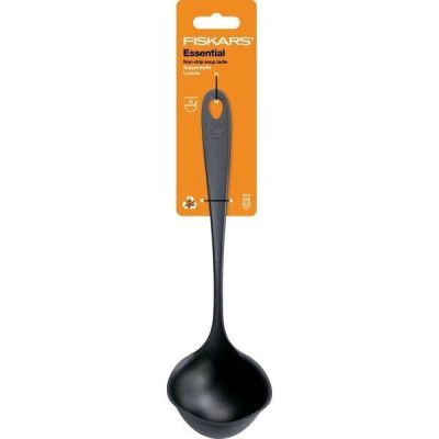 Половник Fiskars Essential, 28см, пластик, черный (1065594)