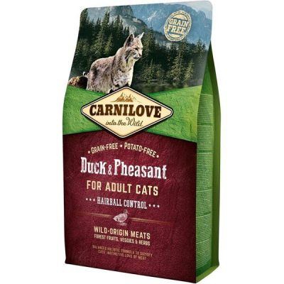 Сухой корм для взрослых кошек Carnilove Cat Duck & Pheasant Hairball Control для выведения волосяных комков 2 кг