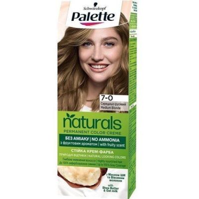 Устойчивая крем-краска для волос Schwarzkopf Palette Naturals без аммиака 7-0 Средне-русый 110мл