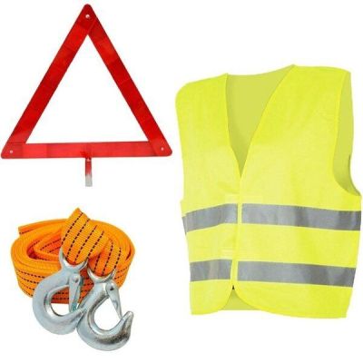 Набор техпомощи Poputchik аварийная остановка 1 (Трос, Знак, Жилет) (33-001-IS)