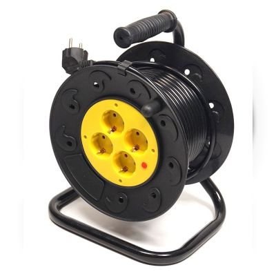 Подовжувач на котушці PowerPlant 15 м, 3x1.5мм2, 10А, 4 розетки (JY-2002/15) (PPRA10M150S4)