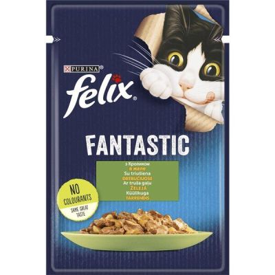 Влажный корм для кошек Felix Fantastic с кроликом в желе 85 г