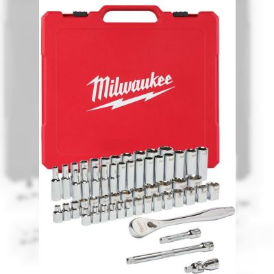 Набір метричних і дюймових головок Milwaukee з воротком 3/8 дюйма 56 шт. (4932464946)