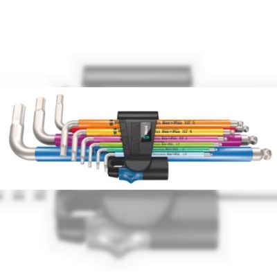 Набір Г-подібних ключів Wera 3950/9 Hex-Plus Multicolour HF Stainless 1, метрична, нержавіюча сталь, з фіксуючою функцією (05022699001)