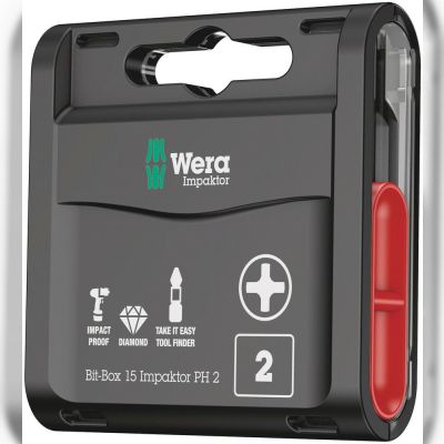 Набір біт Wera Bit-Box 15 Impaktor PH2 (05057752001)