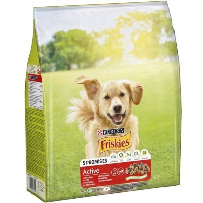 Сухой корм для взрослых собак FRISKIES Active с повышенной активностью, с говядиной 2.4 кг
