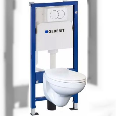 Комплект Geberit Duofix PRO 20: інсталяція Geberit Delta із підвісним унітазом Idol із сидінням та клавішою Delta01 (118.315.11.1)