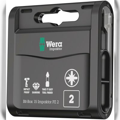 Набір біт Wera Bit-Box 15 Impaktor PZ2 (05057763001)