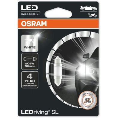 Лампа Osram светодиодная 12V C5W Led 0,6W 6000K 36Mm Sv8.5-8 Ledriving Sl (OS_6418_DWP-01B)