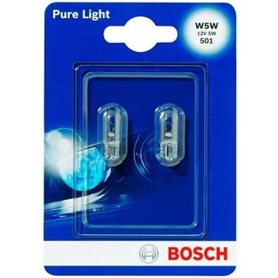 Лампа Bosch накаливания 12V W5W W2,1x9.5D Pure Light (2шт) (BO_1987301026)