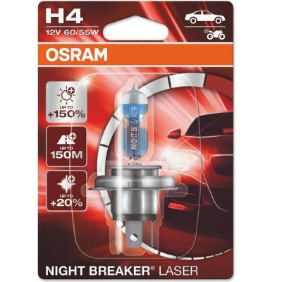 Лампа Osram галогеновая 12V H4 60/55W P43T Night Breaker Laser Next Generation +150% (OS_64193_NL-01B)