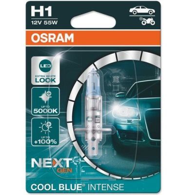 Лампа Osram галогеновая 12V H1 55W P14.5S Cool Blue Intense Next Gen +100% Up To 5000K (OS_64150_CBN-01B)