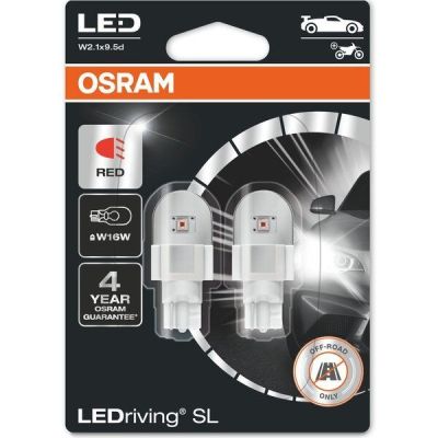 Лампа Osram светодиодная 12V W16W Led 2W Red W2.1x9.5D Ledriving Sl Красный (2шт) (OS_921_DRP-02B)