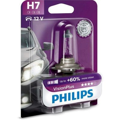 Лампа Philips галогеновая 12V H7 55W Px26D Visionplus +60% (PS_12972_VP_B1)