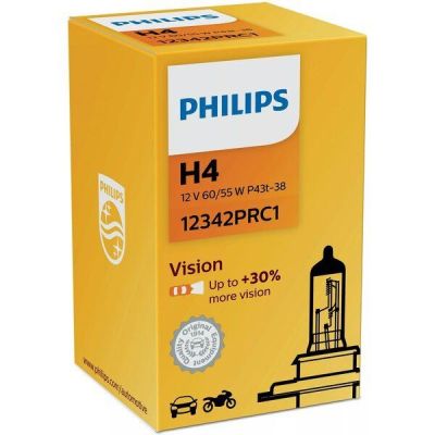 Лампа Philips галогеновая 12V H4 60/55W P43T-38 Vision +30% (PS_12342_PR_C1)