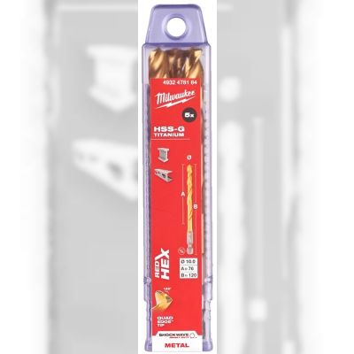 Свердло по металу Milwaukee RedHEX HSS-G TiN, діаметр 10 мм, 5 шт. (4932478184)