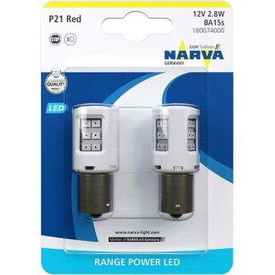 Лампа Narva светодиодная 12V 2.7W P21 Ba15S Led, Range Power Led Красный (2шт) (NV_18007.2B)
